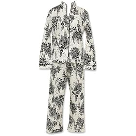 Bedhead Black Spray Blossom Mandarin Longsleeve Pique Cotton Pajama