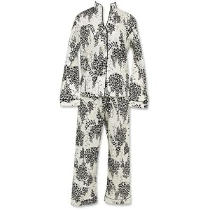 Buy Bedhead Black Spray Blossom Mandarin Longsleeve Pique Cotton Pajama - Final Sale by BedHead