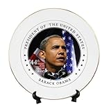 Barack Obama 10-inch Ceramic Presidential Decorative Collector Plate with Gold Trim and Gift box