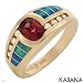 KABANA Made in Usa Stylish High quality Ring With Precious Stones - Genuine Super Clean Diamonds and Opals Beautifully Crafted in 14K Yellow Gold. Total item weight 6.5g - Certificate Available.