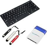 GTMax Bluetooth Wireless Fullsize Keyboard + Universal Mini Stylus with 3.5mm Plug (Black + Red + Silver) + Mini Brush-Blue for Apple iPhone 4S,4 ;Apple iPad 1,2;Samsung Galaxy Tab 10.1;Asus Eee Pad Transformer TF101;Acer Iconia A500;Toshiba Thrive