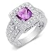 Jewelry : Gorgeous 1.25 carats total weight Cushion Cut Checker Board Amethyst & White CZ Size 6 Gemstone Ring in Sterling Silver