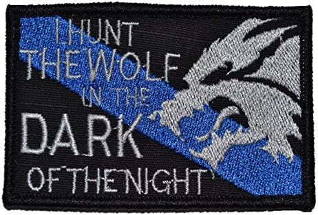 Tactical Sheepdog I Hunt the Wolf Thin Blue Line 2x3 Military Patch / Morale Patch- Black