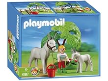 プレイモービル 動物 女の子とロバの親子 4187