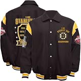 NHL Boston Bruins 2011 NHL Stanley Cup Champions Black Wool/Leather Full Button Jacket (XXX-Large)