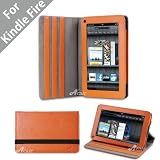 Acase(TM) Kindle Fire Premium Micro Fiber Leather Case with built-in Stand for Kindle Fire Full Color 7" Multi-touch Display, Wifi (Orange)