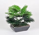 Artificial Mini Fan Palm, Black and Silver