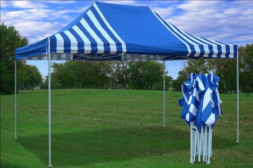 10x15 Pop up 4 Wall Canopy Party Tent Gazebo Set Ez Blue Stripe