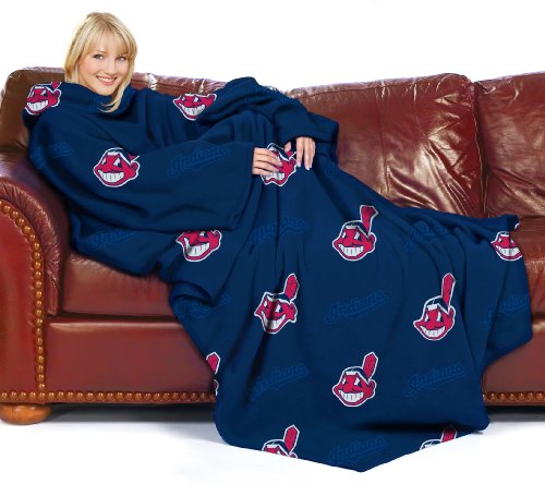 MLB Cleveland Indians Adult Comfy Throw, Officially Licensed Blanket with Sleeves by Northwest 