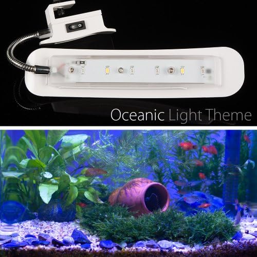 aquarium light clip-on adjustable for mini tank dolphin white cover - 6 LEDs : 4xBlue 2xWhite