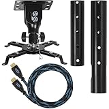Cheetah Mounts APMEB Universal Projector Ceiling Mount Includes a 27" Adjustable Extension Pole and a Twisted Veins 15' HDMI Cable