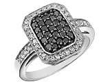 51AwYjHrNJL. SL160  White and Black Diamond Cocktail Ring 3/5 Carat (ctw) in 14K White Gold