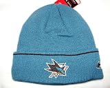 SAN JOSE SHARKS Teal Color Cuffed Knit Beanie Skully Hat Cap By Reebok With Embroidered Logo