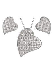 Alexandria Collection Sterling Silver Pave-set Cubic Zirconia Necklace and Earring Set