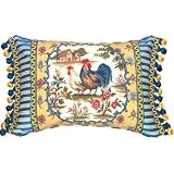 123 Creations C233.12x18 inch Country Rooster Petit Point Pillow - 100 Percent Wool