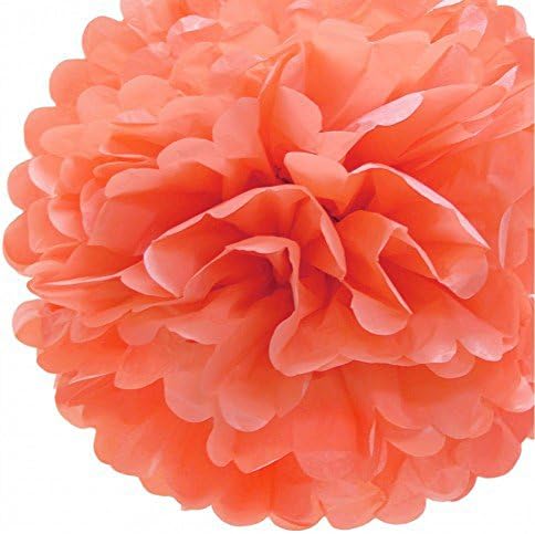 Funny Zakka - 3 Pack of 6"-16" Pom Poms Crafts Birthday Room Ornaments Decoration - Colorful Tissue Paper Flowers Blooms (16"-40CM, Energy Coral)
