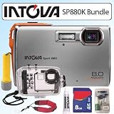 Intova Sport 8 8MP 3X 30ft Waterproof Shockproof Digital Camera Underwater Housing Bundle