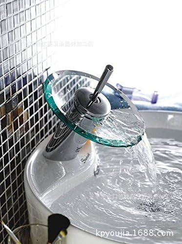 Furesnts Modern home kitchen and bathroom faucet Hot and cold water faucet are high-grade waterfall basin faucet round glass waterfall faucet ,(Standard G 1/2 universal hose ports)