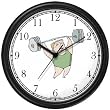 Cartoon Man with Barbell Weight Lifting or Lifter - Physical Fitness-Exercise-Body Building Wall Clock by WatchBuddy Timepieces (Black Frame)