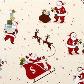 blanche de Santa Claus rennes de tissu par Robert Kaufman (vendus par multiples de 0,5 m�tres)