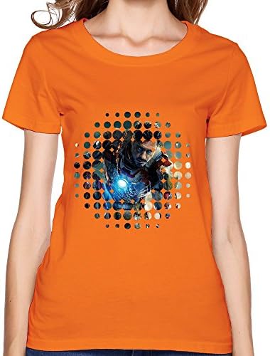PTHF Women's Iron Man Light UP Arc Reactor LED Graphic T-Shirt XS Orange