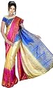Bollywood Sari Kleid Tricolor Blau Gold Pink CA123