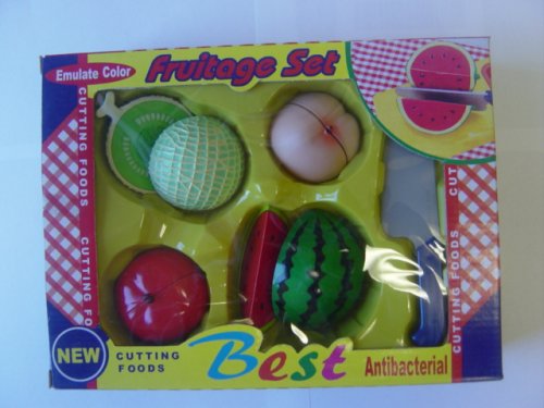 Childrens Toyshop  Toys : Fruitage Set (Peach, Apple, Cantoloupe, Watermelon & Fruit Knife)