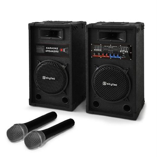 Kit Karaoke STAR-8 Set impianto casse attiva / passiva (600 Watt max, 2 microfoni wireless, ricevitore, ingressi USB SD)