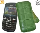Suncase - Funda de cuero para Nokia C3-00, color verde con relieve