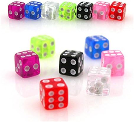 {Purple} 10 Piece Pack Threaded UV Acrylic Dice - 14GA (5mm Ball) - Purple