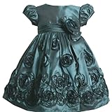 IMAGE OF Size-3T BNJ-7313X TEAL-BLUE BONAZ ROSETTE Special Occasion Wedding Flower Girl Holiday Pageant Party Dress,X27313 Bonnie Jean TODDLERS