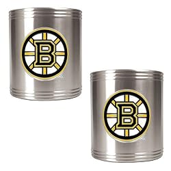 Boston Bruins NHL 2pc Stainless Steel Can Holder Set- Primary Logo by Great American Products