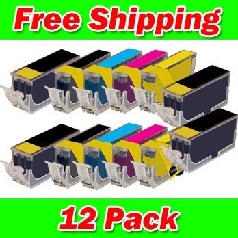 Compatible Canon PGI225  CLI226 Set of 12 Ink Cartridges 4 Black PGI225 2 each of CLI226 B C M YB005NAD996 