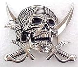 Black Pirate Skull & Crossed Swords Belt Buckle POTC