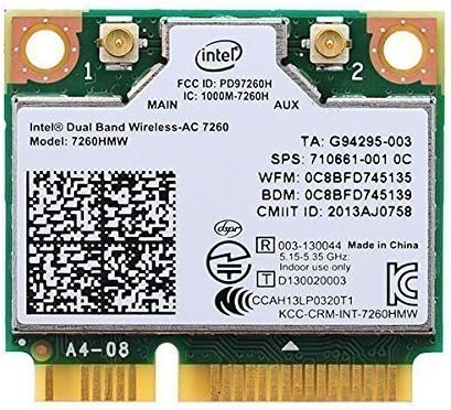 Mobile Options WiFi Wireless Intel Network 7260.HMWG.R Revised H/T Dual Band 2x2 AC+Bluetooth HMC SPS 710661-001 for HP laptops With Mounting Screws