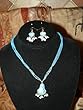 Lakh Kundan Aqua Necklace Jewelry Set Belly Dance/dangling Earrings(brand New) Free Shipping