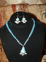Lakh Kundan Aqua Necklace Jewelry Set Belly Dance/dangling Earrings(brand New) Free Shipping
