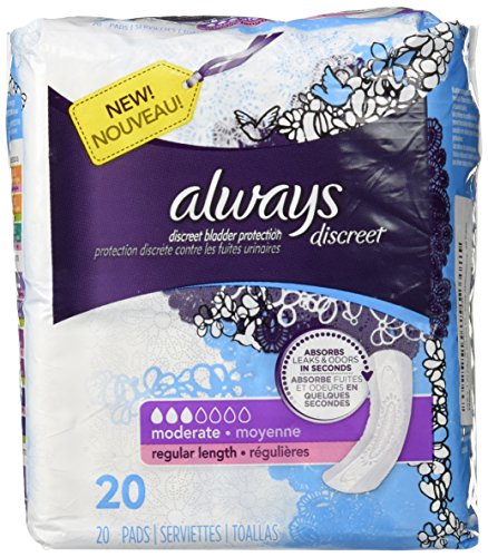 ONLY 1 IN PACK Always Discreet Bladder Protection, Regular Length, Moderate Absorbency, 20 Pads