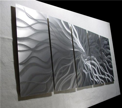 Electric Silver - 64 inch x 24 inch  Abstract Painting Metal Wall Art sculpture for contemporary decor Sculpture by Nider the Internationally Acclaimed Artist of Modern Contemporary Decor