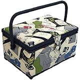 Singer Vintage Sewing Basket with Sewing Kit Accessories