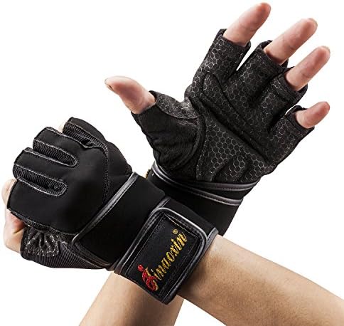 Weight lifting Gloves with Long Wrist Wrap Support/Weightlifting Gloves For Heavy Workout, Cross fit, Weightlifting, Fitness-Durable, Comfortable, Sweatproof - Ideal Fitness Bundle for Men and Women