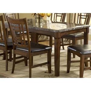 Patterson Rectangle Marble Top Dining Table, 30Hx60L, DARK OAK by Home Decorators Collection
