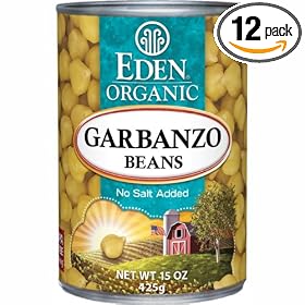 Eden Organic Garbanzo Beans, No Salt Added, 15-Ounce Cans (Pack of 12)