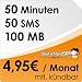 DeutschlandSIM SMART 50 monatlich k�ndbar (100MB Daten-Flat, 50 Frei-Minuten, 50 Frei-SMS, 4,95 Euro/Monat, 15ct Folgeminutenpreis) O2-Netz [SIM und Micro-SIM]