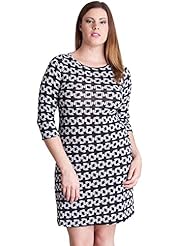 Plus Size Polyester/Spandex 3/4 Sleeves General Print  Dress
