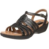 Clarks Women's Rejoice Spin Sandal,Black,8 W US