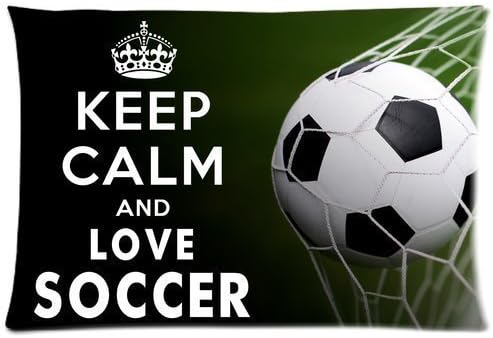 Sweety Heart Custom Keep Calm and Love Soccer Pillowcase Soft Zippered Throw Pillow Cover Cushion Case Covers Fasfion Design Two Sides Printed Pillows