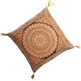 Benarasi Silk Cushion Cover With Sequins, Zipper And Sateen Base (Free Shipping, No Minimum Purchase)