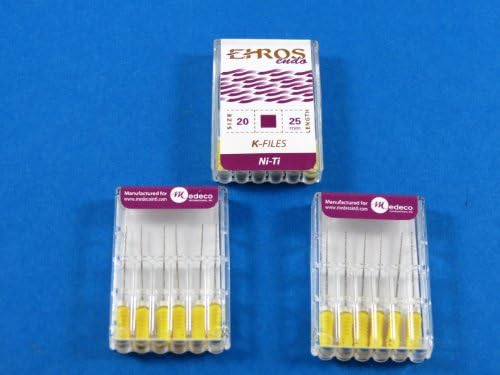 Dental Endodontic Files K 25 mm No 20 Ni-Ti Kit 3 / Pack EHROS