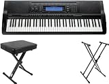 Casio WK6500 76 Note Keyboard with Free On-Stage KS8191 Double X Stand and 7800 Keyboard Bench